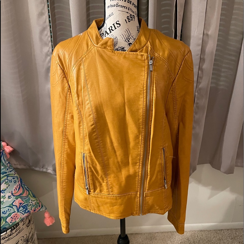 Black Rivet Faux Leather Tan Jacket